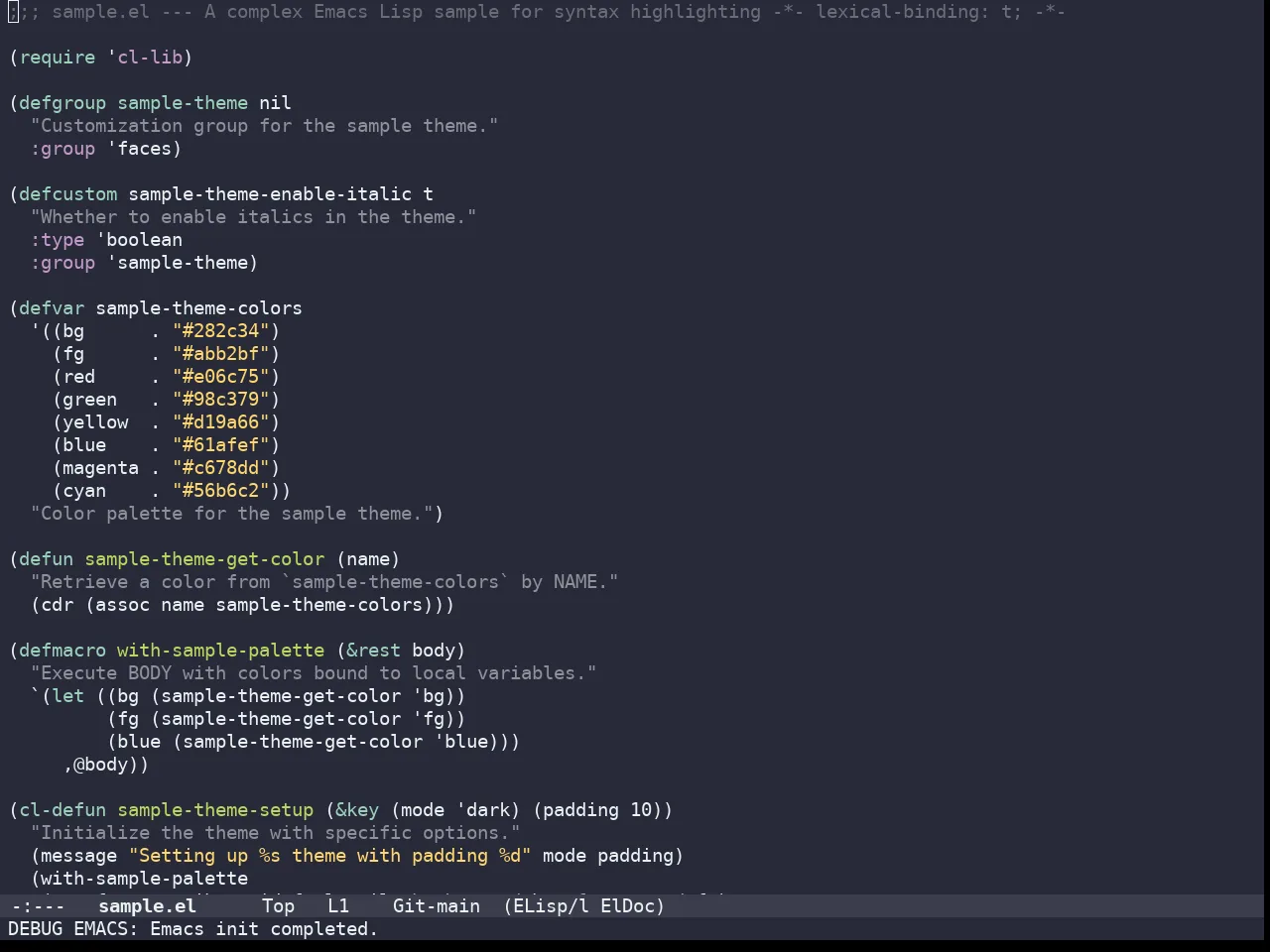 Doom Monokai Octagon Theme in emacs-lisp-mode