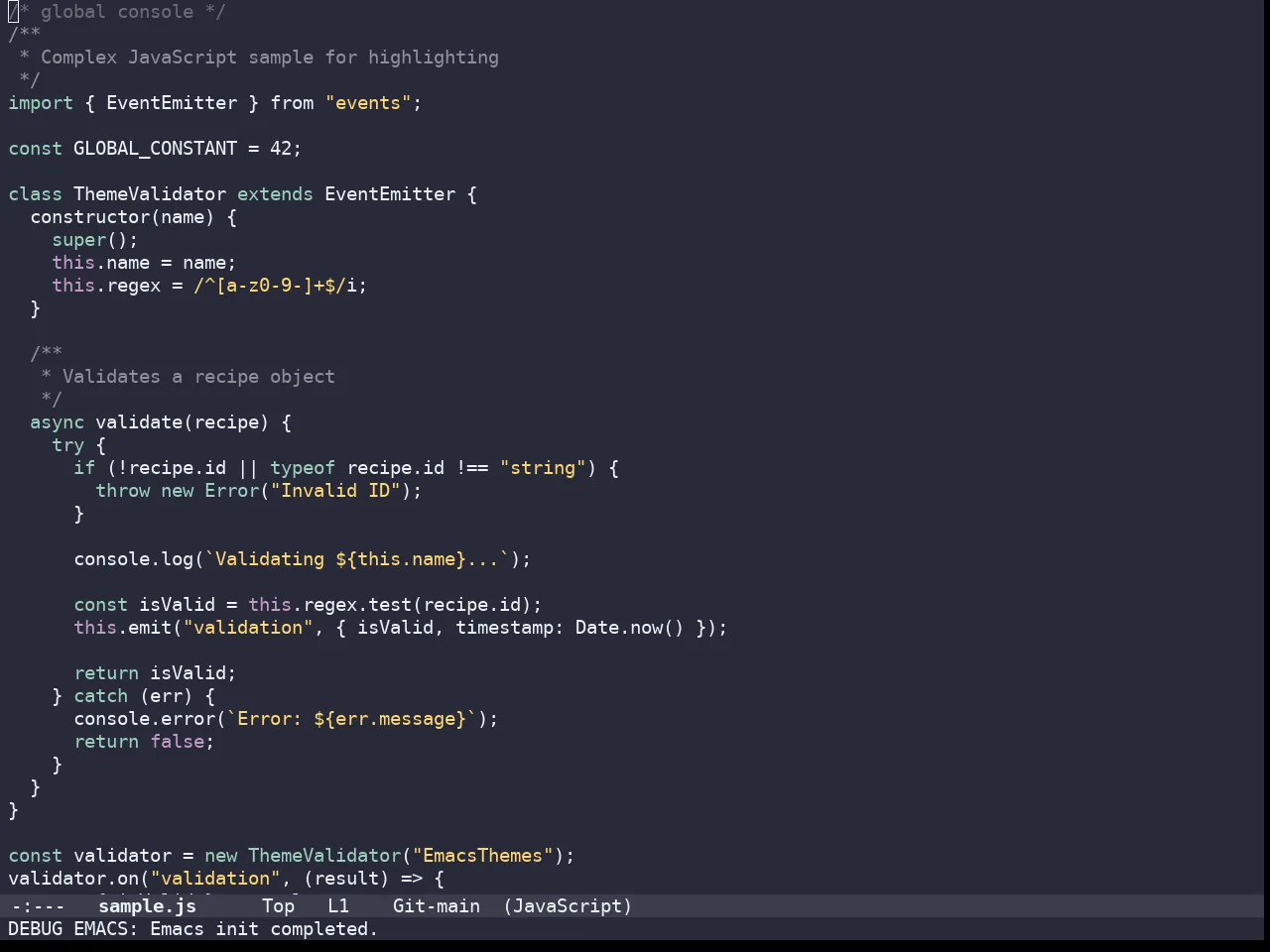 Doom Monokai Octagon Theme in javascript-mode