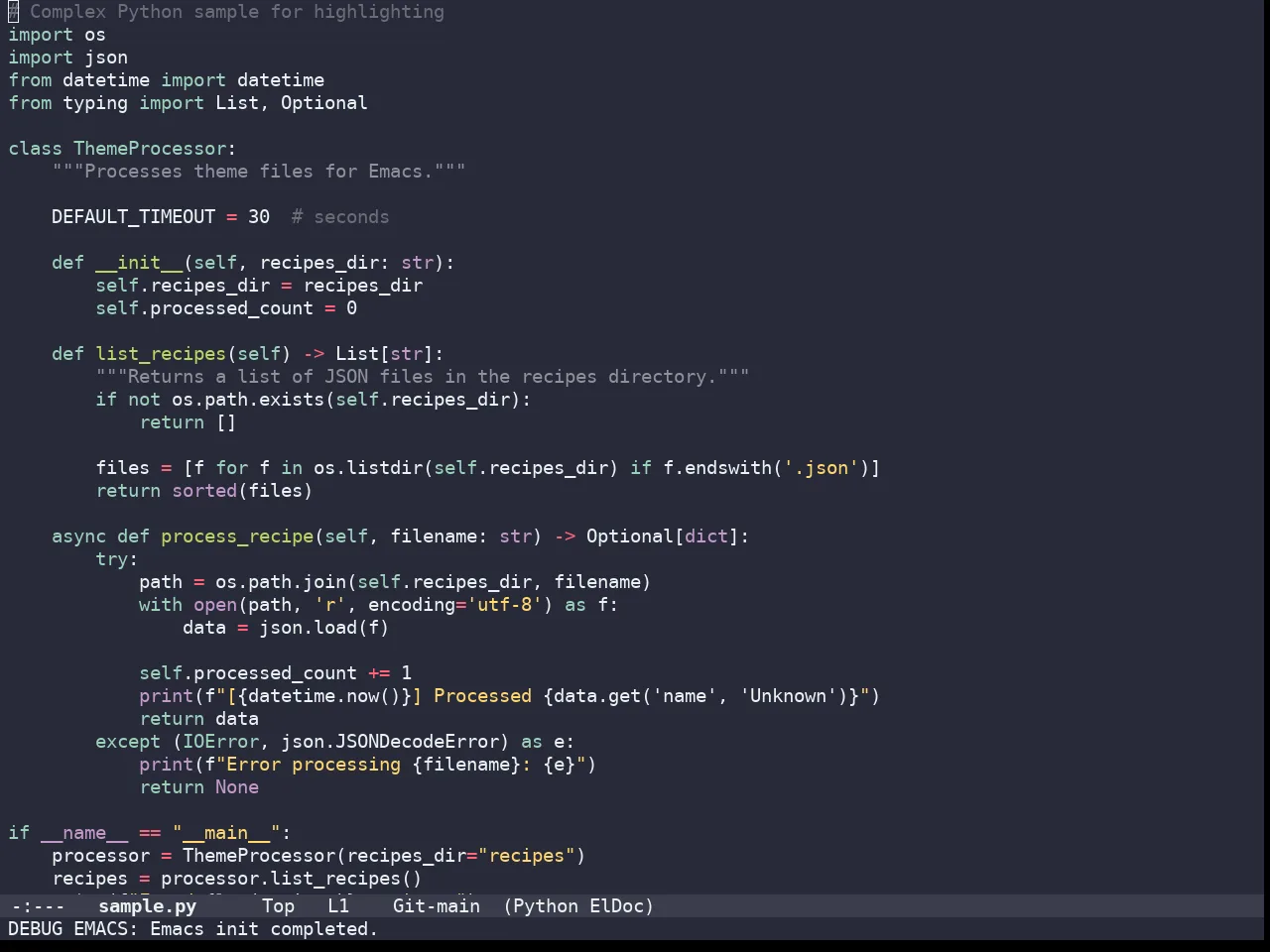 Doom Monokai Octagon Theme in python-mode