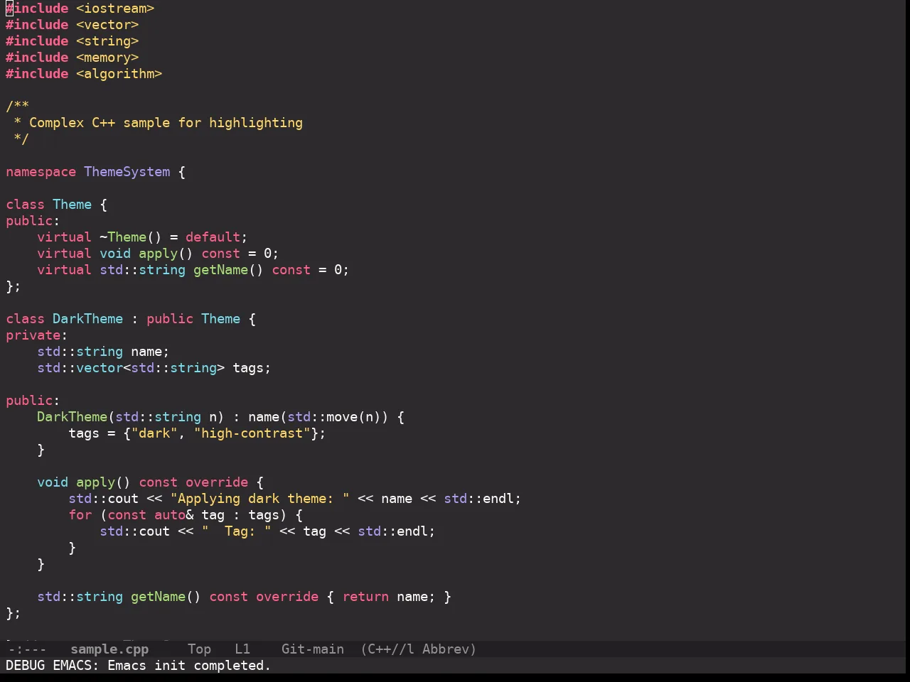 Doom Monokai Pro Theme in c++-mode