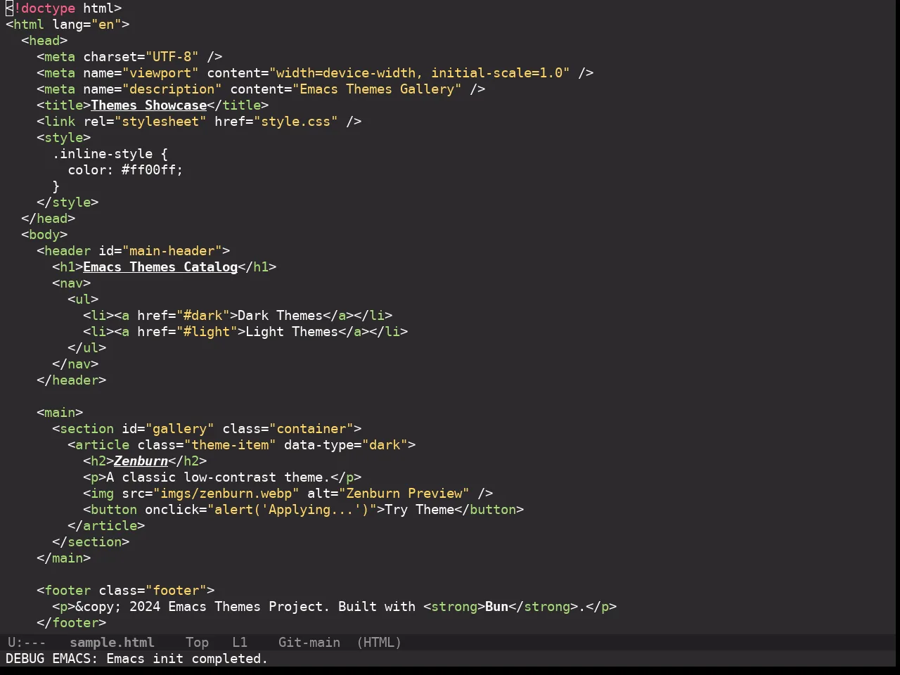 Doom Monokai Pro Theme in html-mode