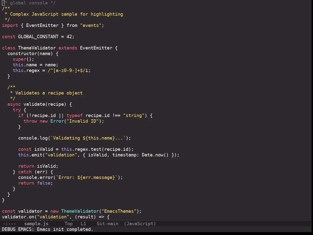 Doom Monokai Pro Theme in javascript-mode