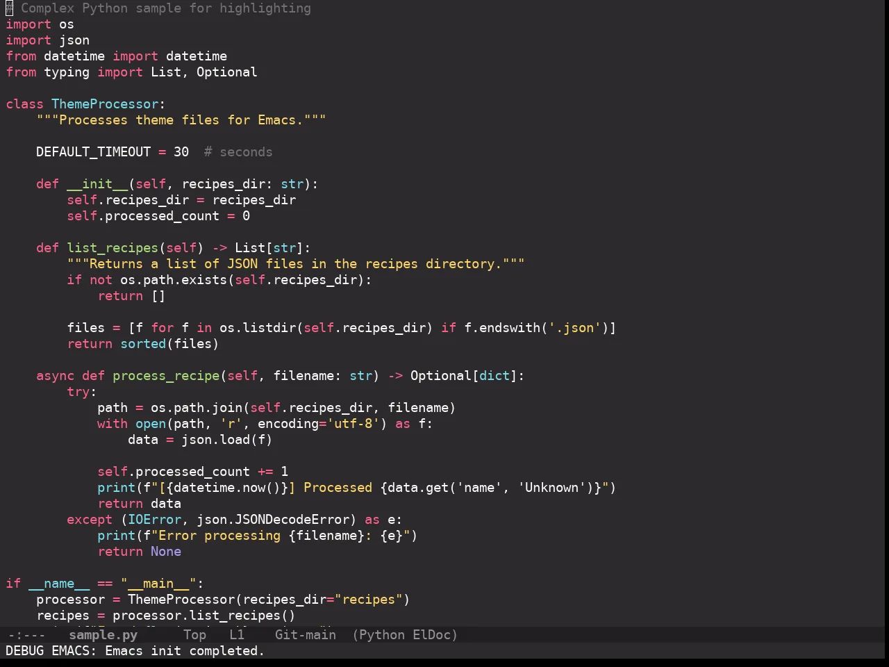 Doom Monokai Pro Theme in python-mode