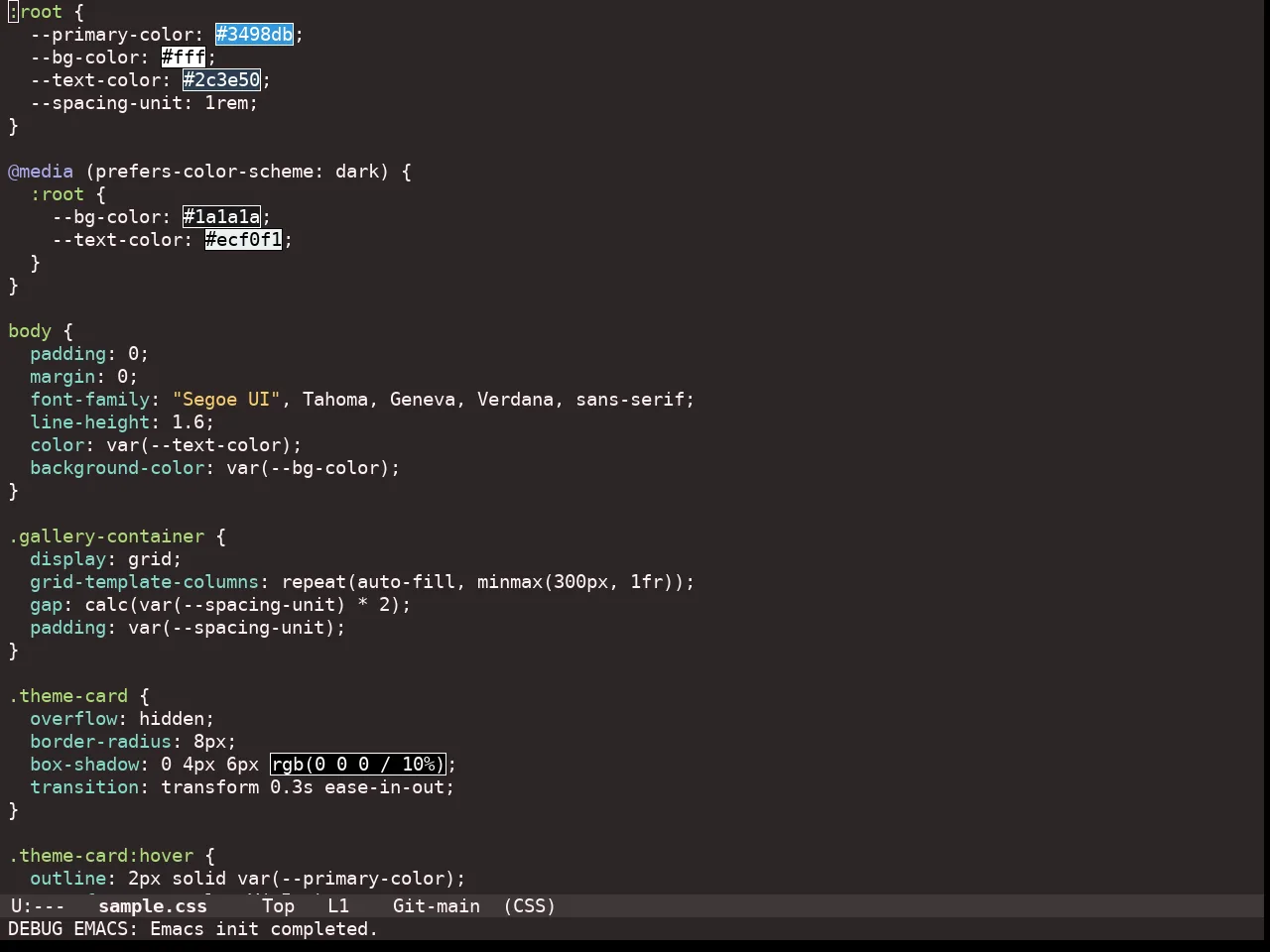 Doom Monokai Ristretto Theme in css-mode