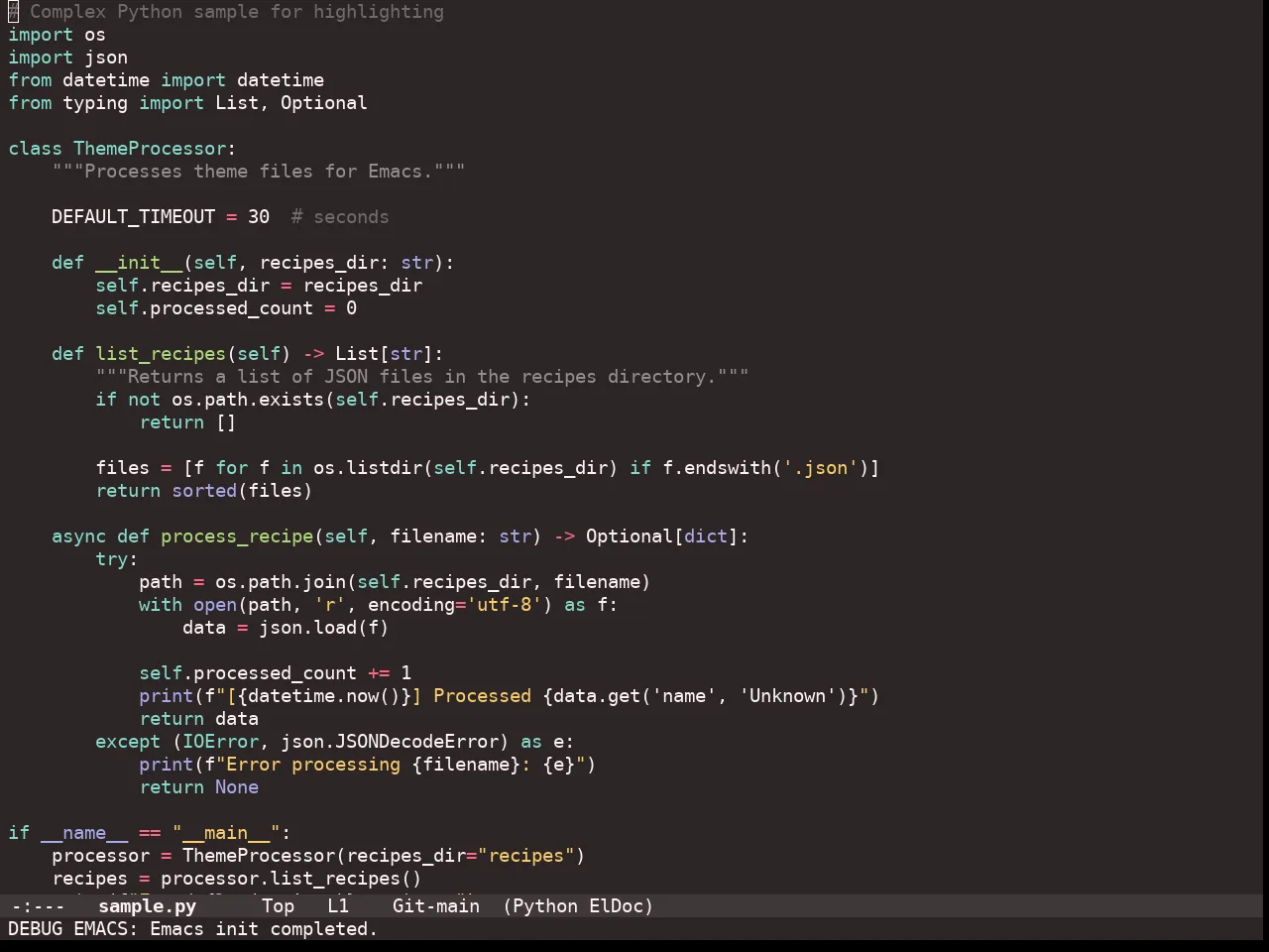 Doom Monokai Ristretto Theme in python-mode
