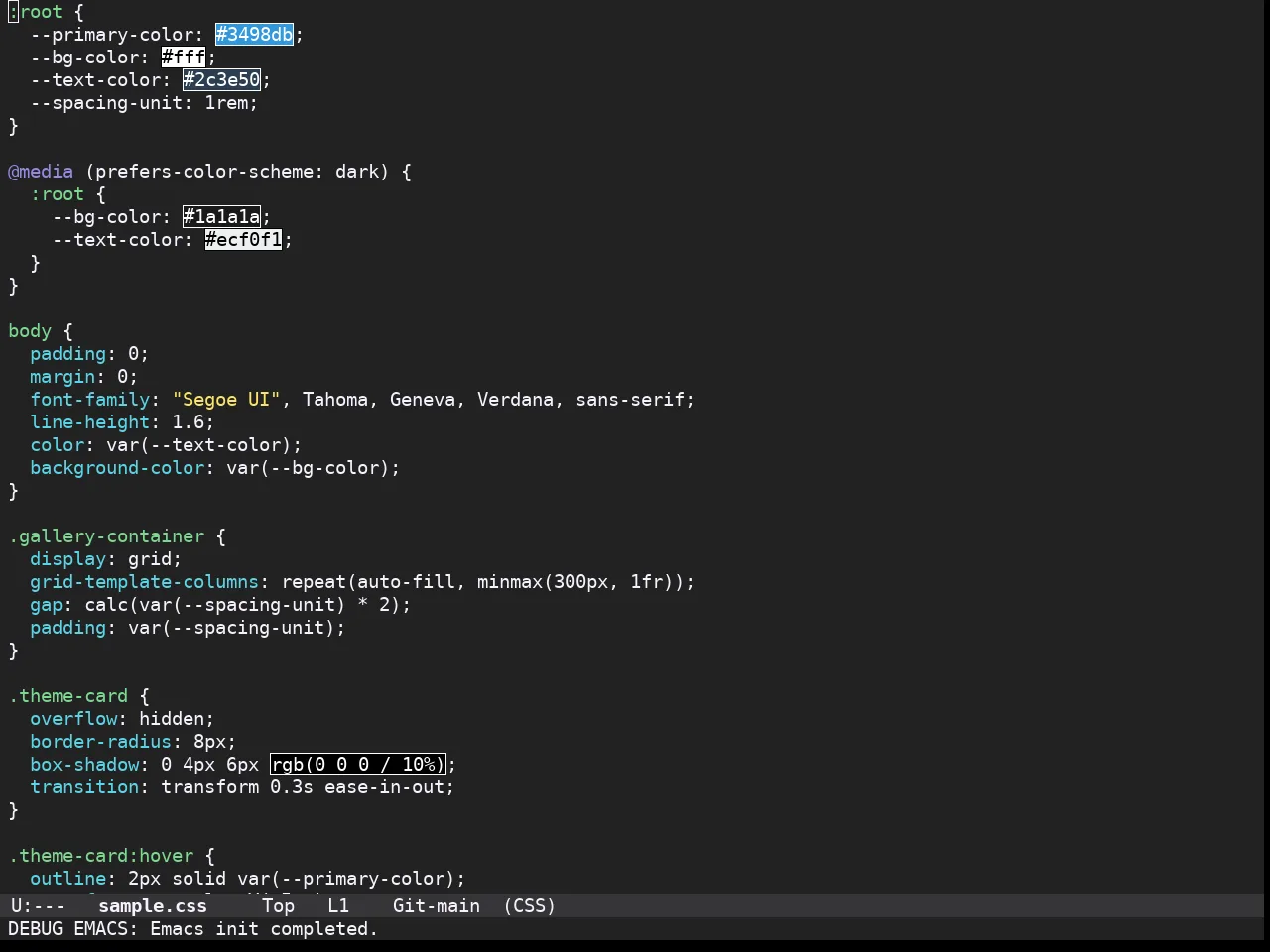 Doom Monokai Spectrum Theme in css-mode