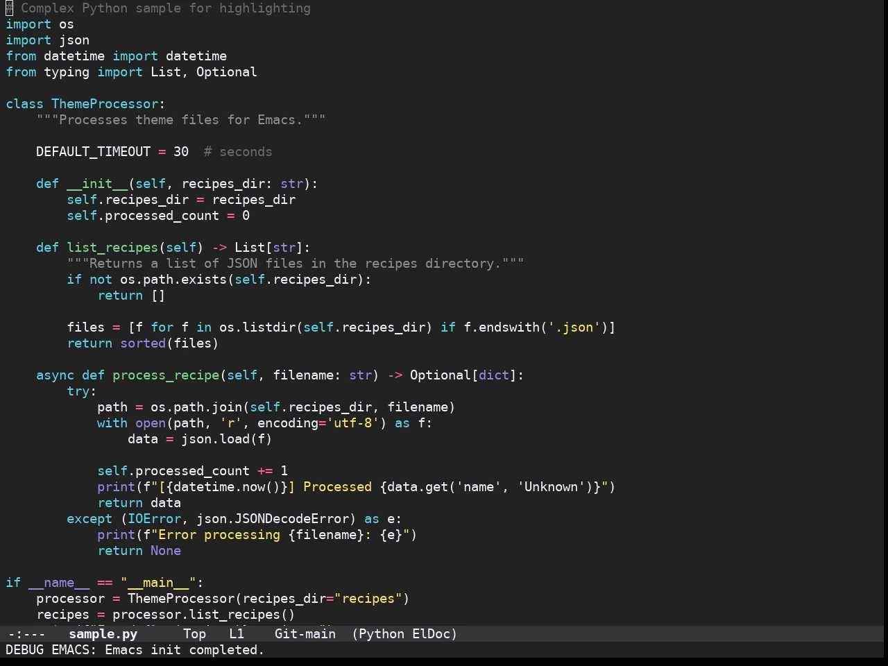 Doom Monokai Spectrum Theme in python-mode
