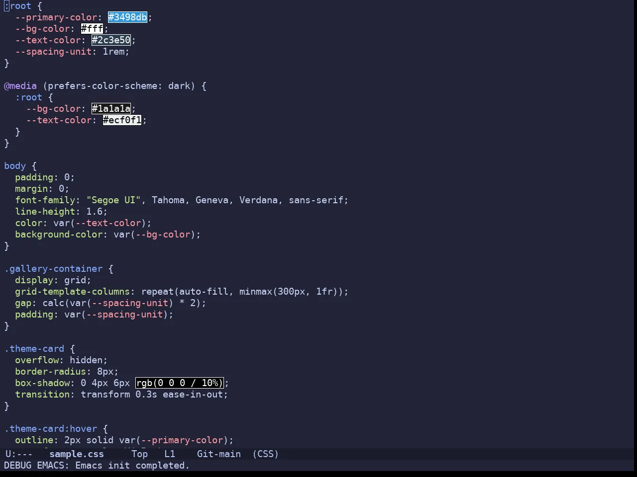 Doom Moonlight Theme in css-mode