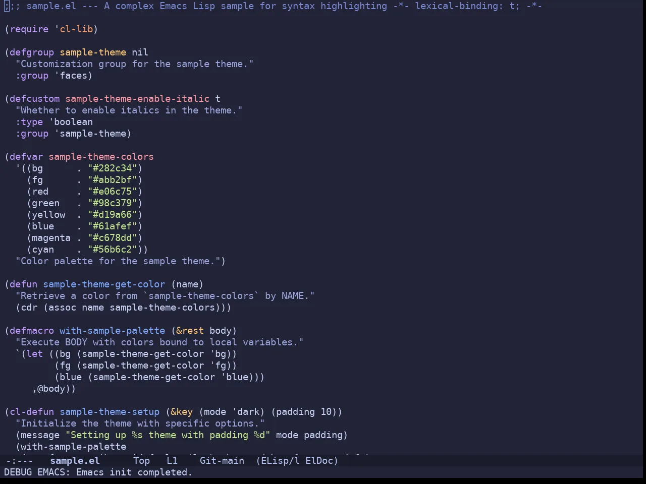 Doom Moonlight Theme in emacs-lisp-mode
