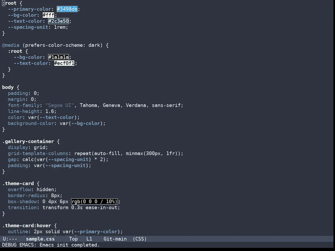 Doom Nano Dark Theme in css-mode
