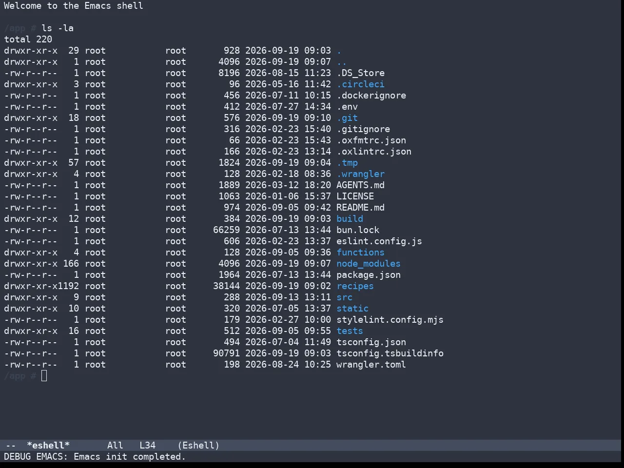 Doom Nano Dark Theme in eshell