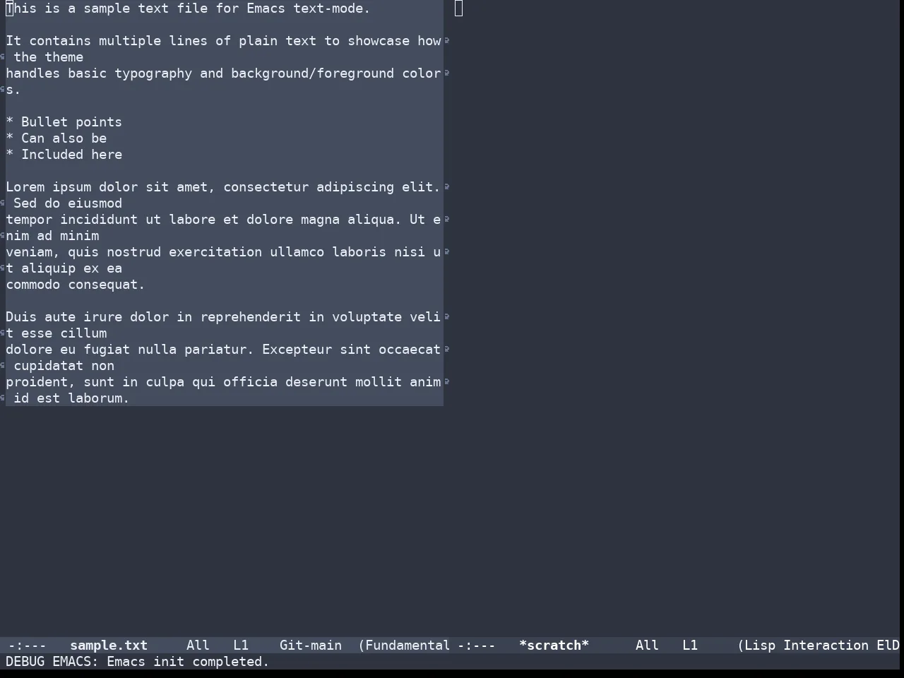 Doom Nano Dark Theme in fundamental-mode