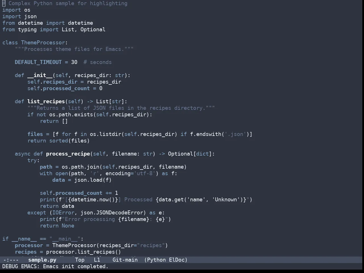 Doom Nano Dark Theme in python-mode