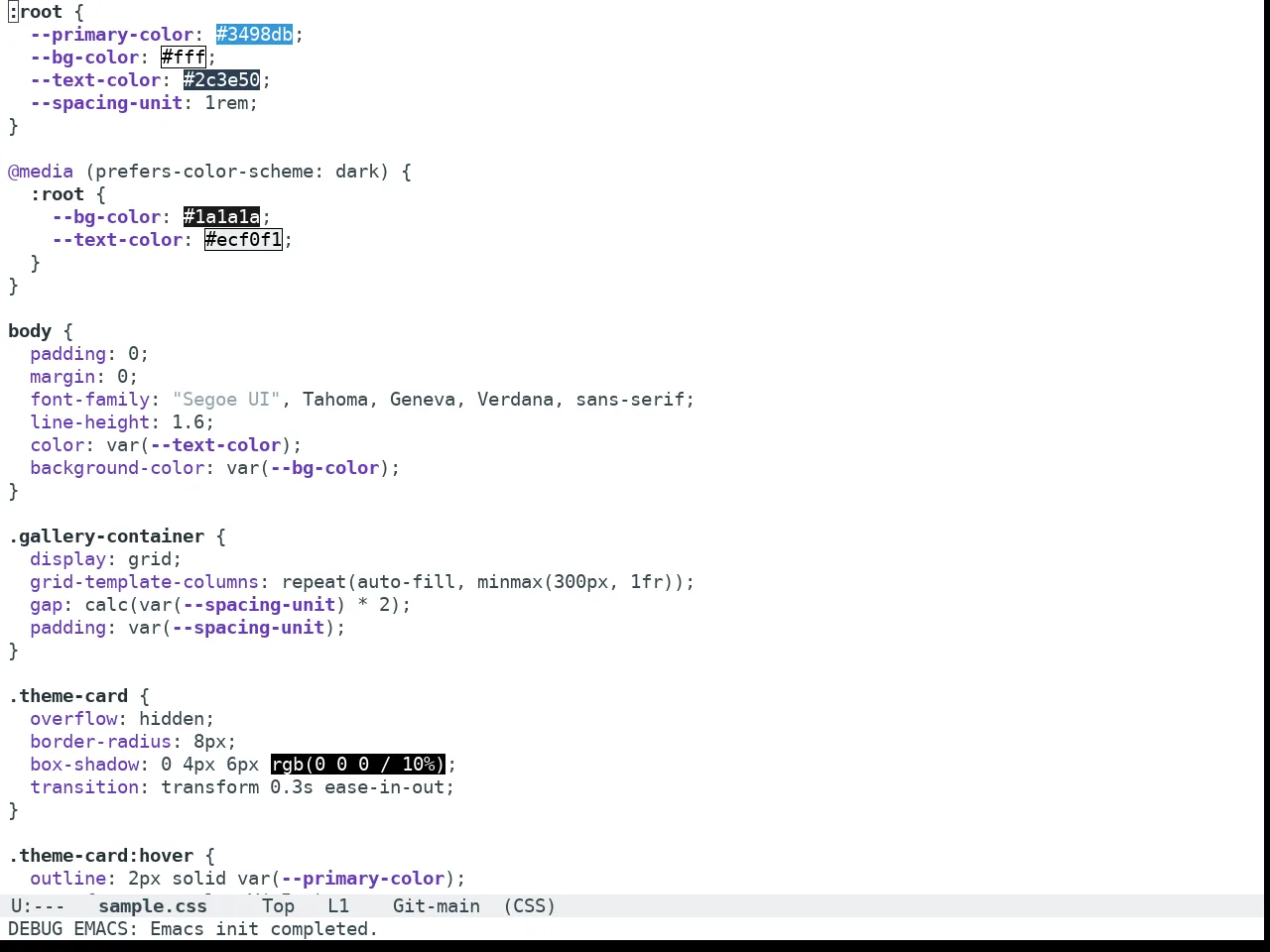 Doom Nano Light Theme in css-mode