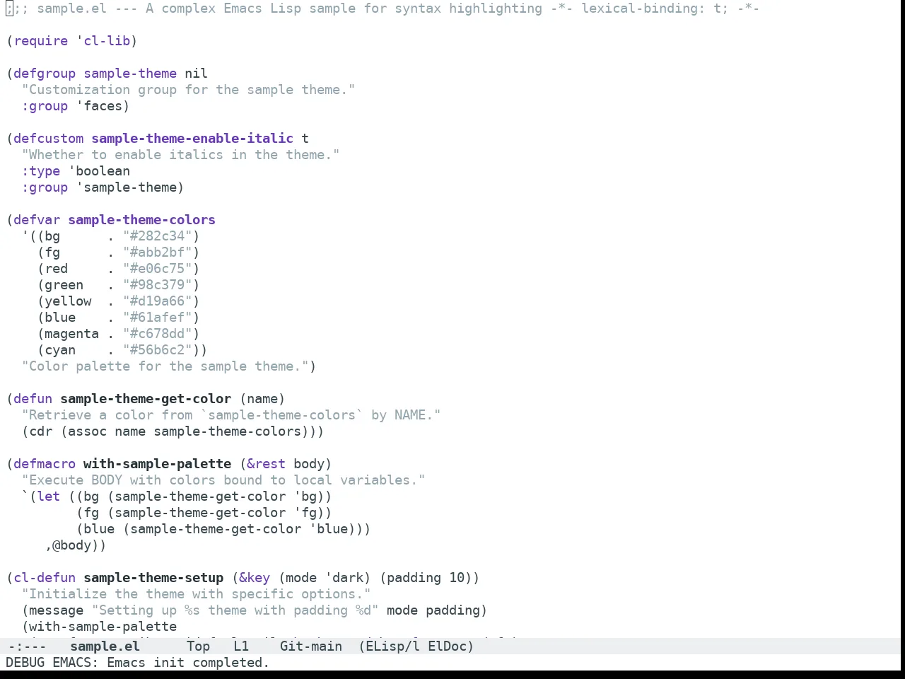 Doom Nano Light Theme in emacs-lisp-mode