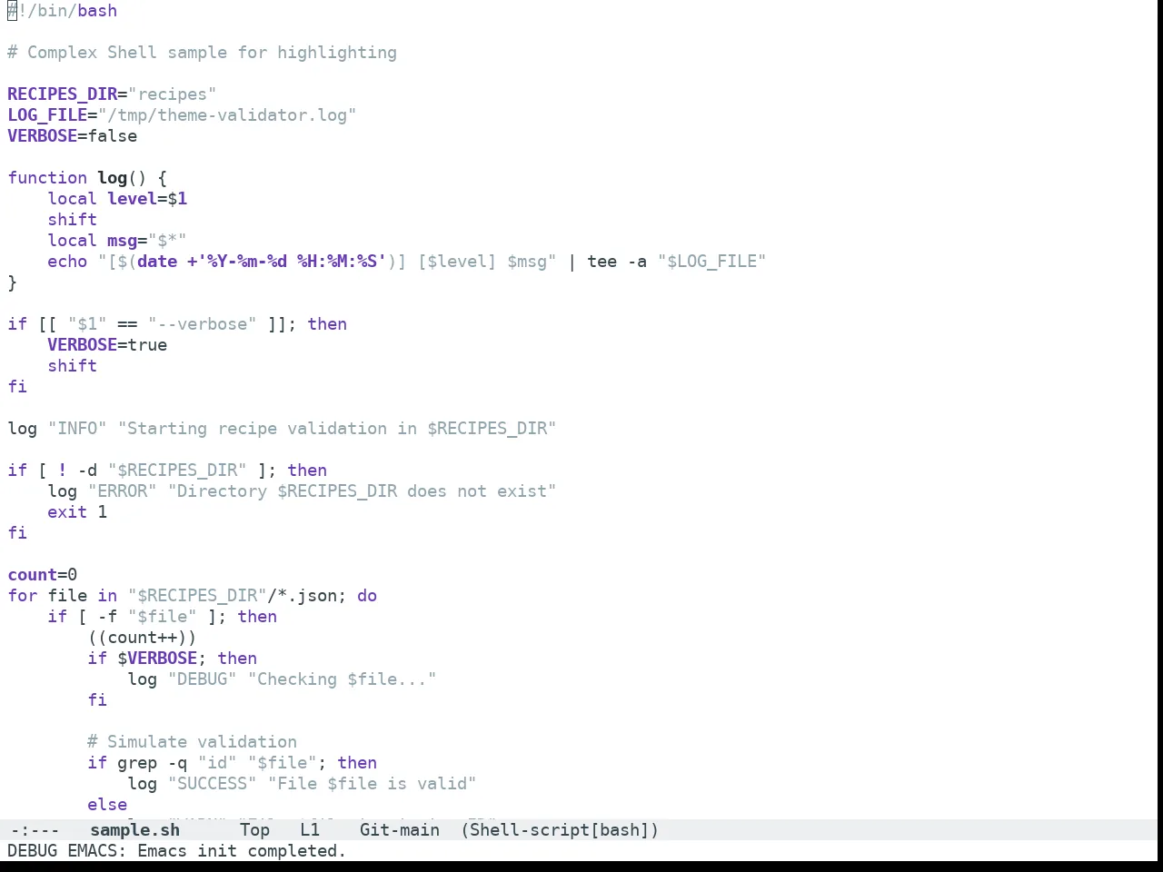 Doom Nano Light Theme in sh-mode