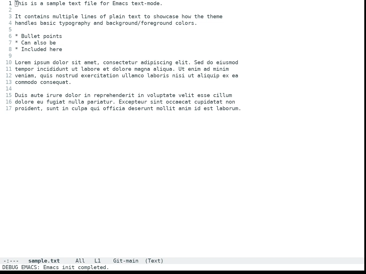 Doom Nano Light Theme in text-mode