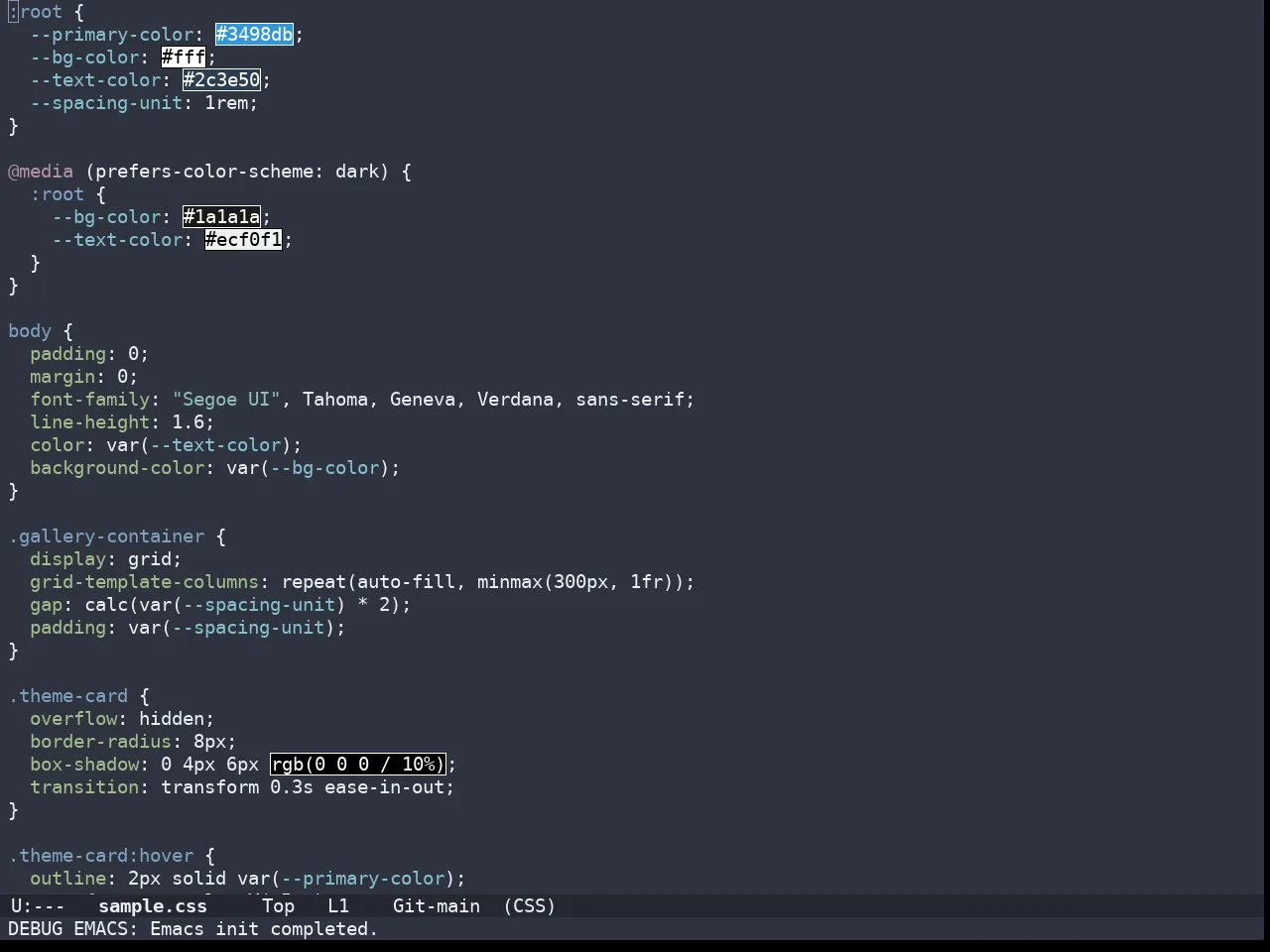 Doom Nord Aurora Theme in css-mode