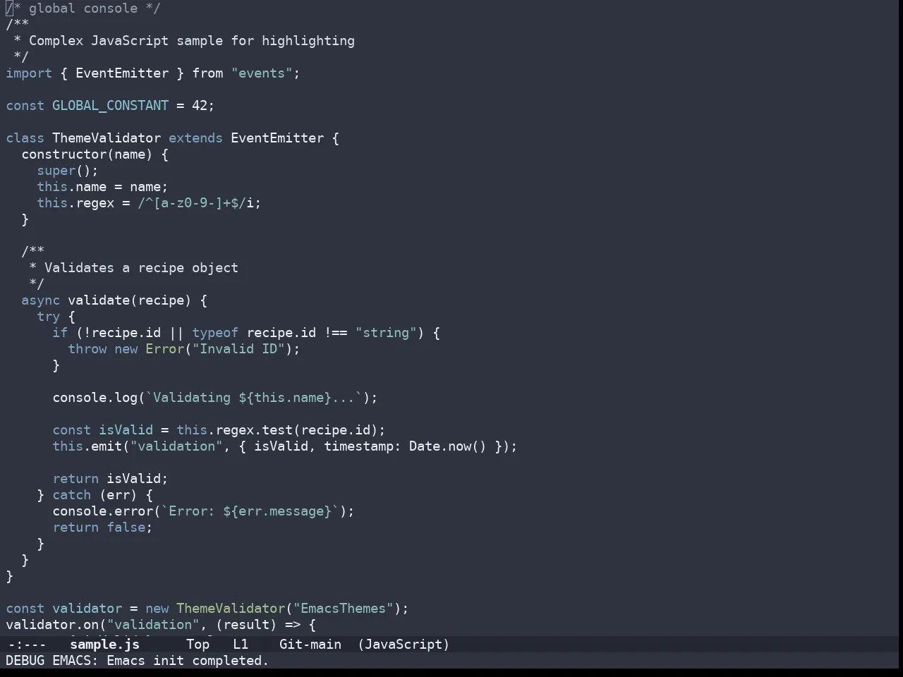Doom Nord Aurora Theme in javascript-mode