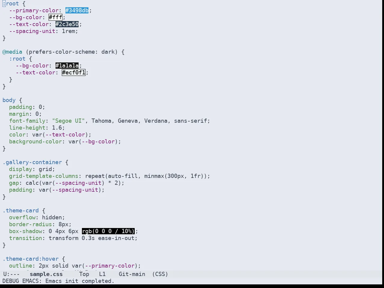 Doom Nord Light Theme in css-mode