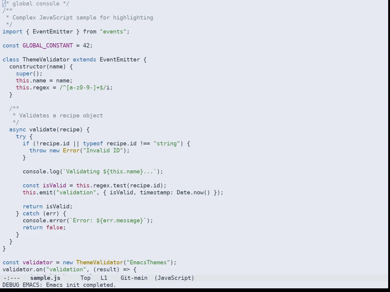 Doom Nord Light Theme in javascript-mode