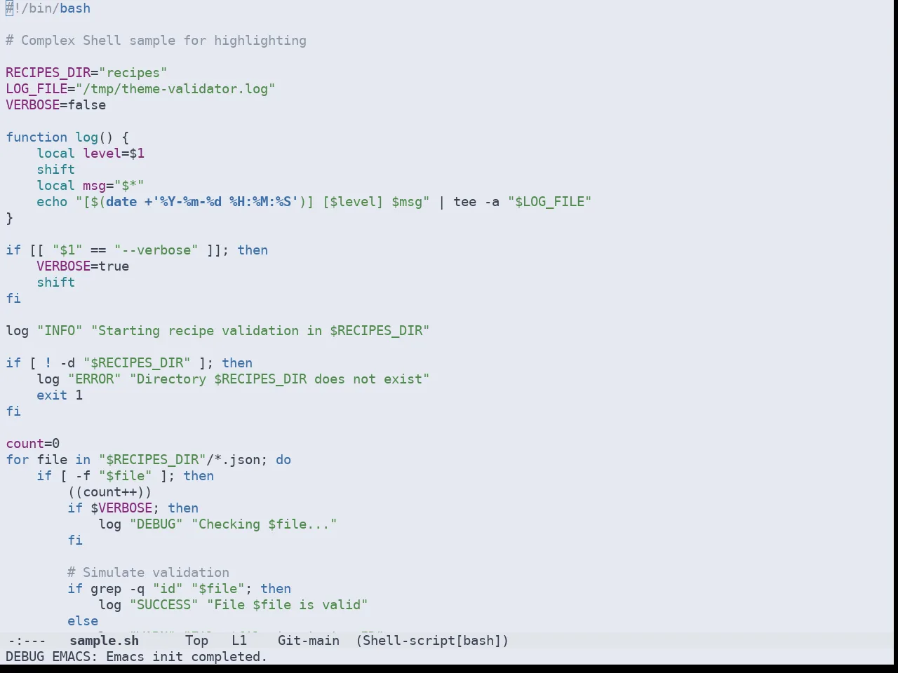 Doom Nord Light Theme in sh-mode