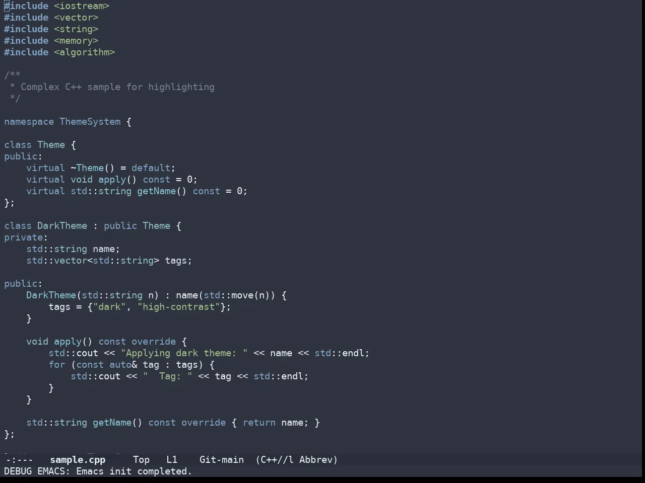 Doom Nord Theme in c++-mode