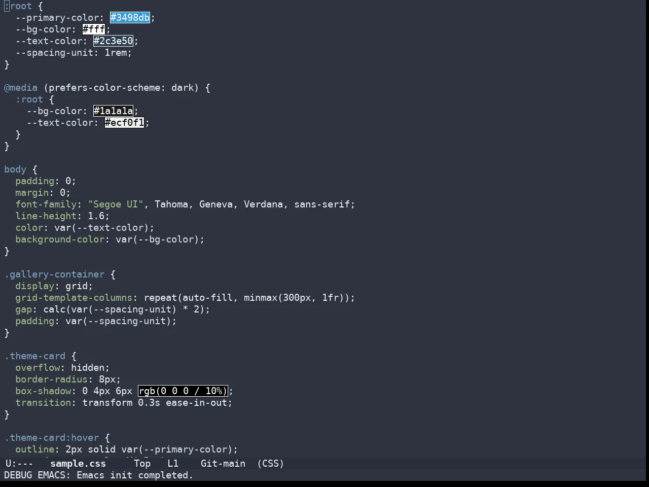 Doom Nord Theme in css-mode