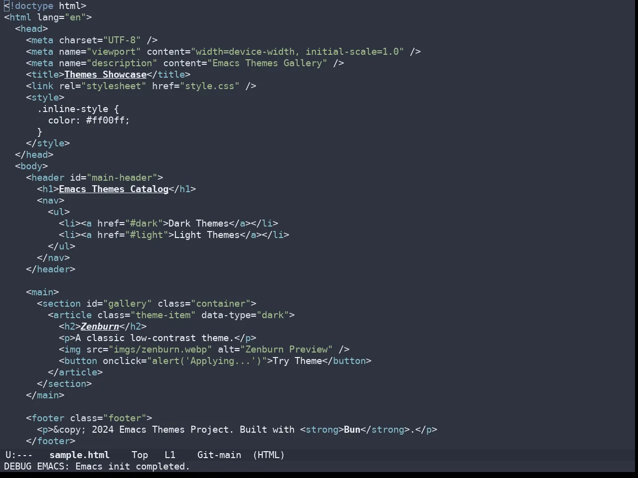 Doom Nord Theme in html-mode