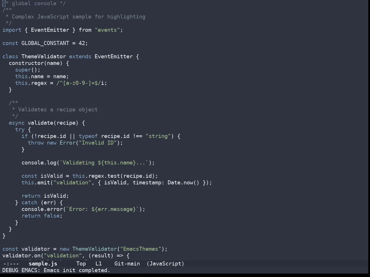 Doom Nord Theme in javascript-mode