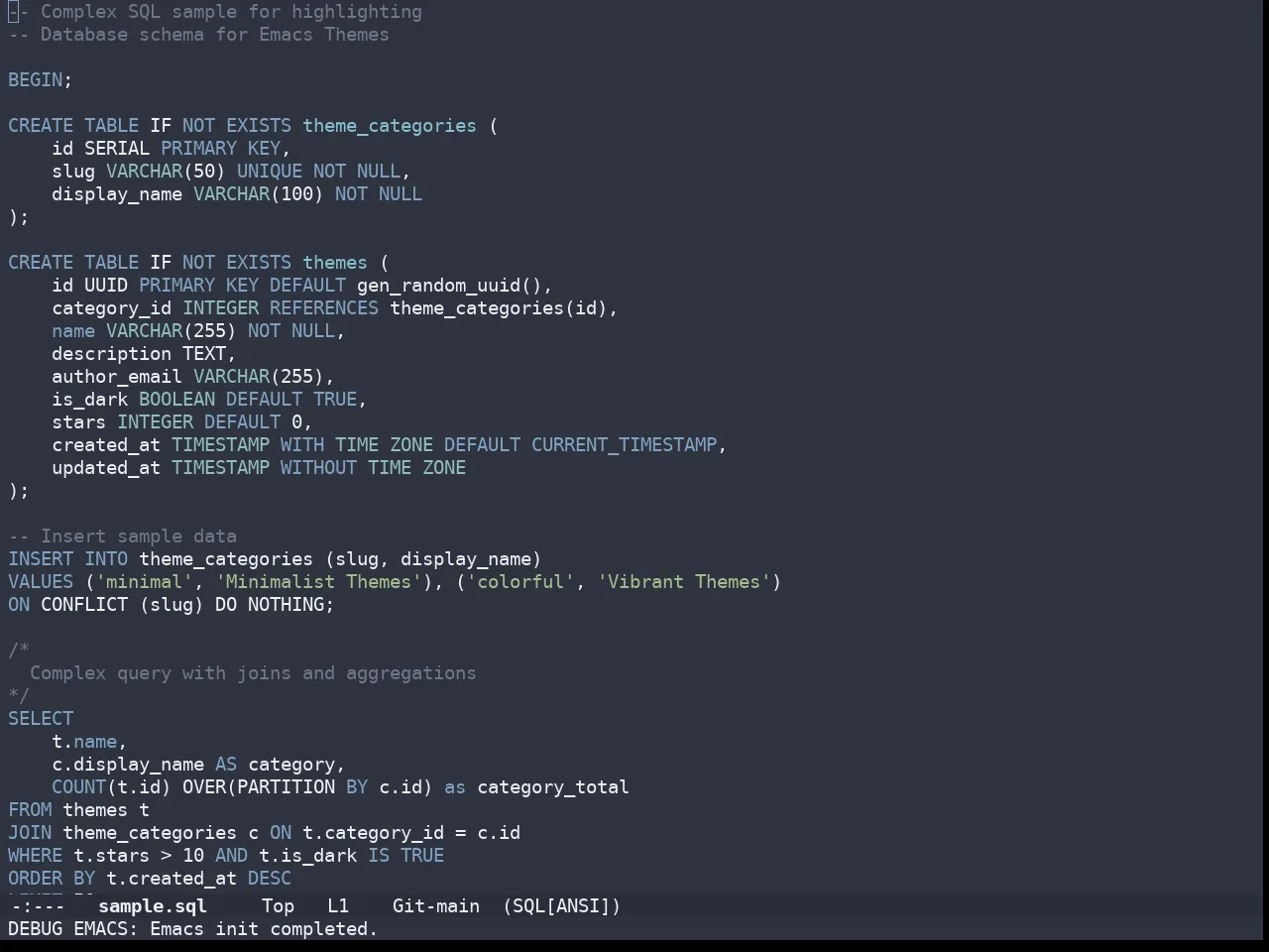 Doom Nord Theme in sql-mode
