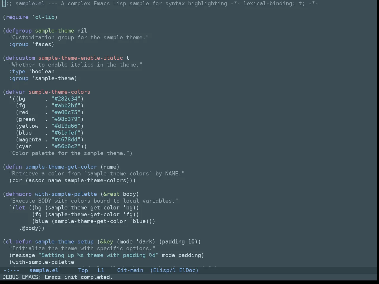 Doom Nova Theme in emacs-lisp-mode