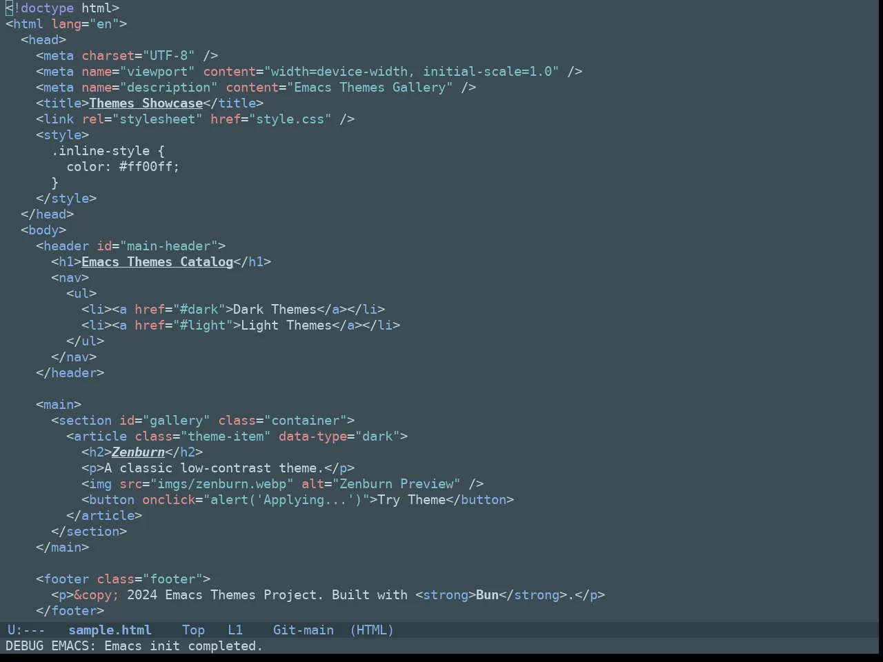 Doom Nova Theme in html-mode