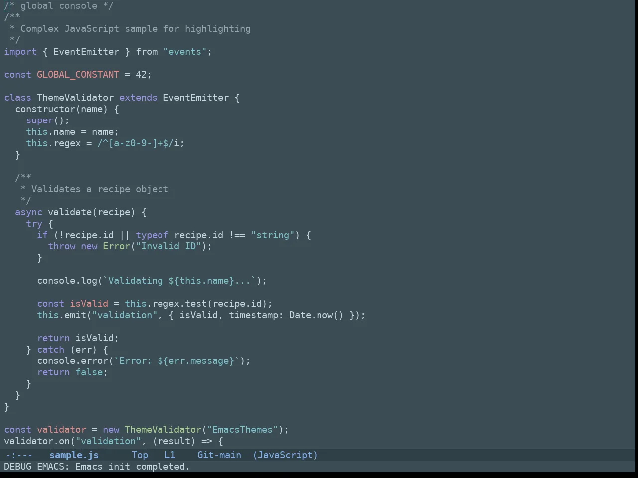Doom Nova Theme in javascript-mode