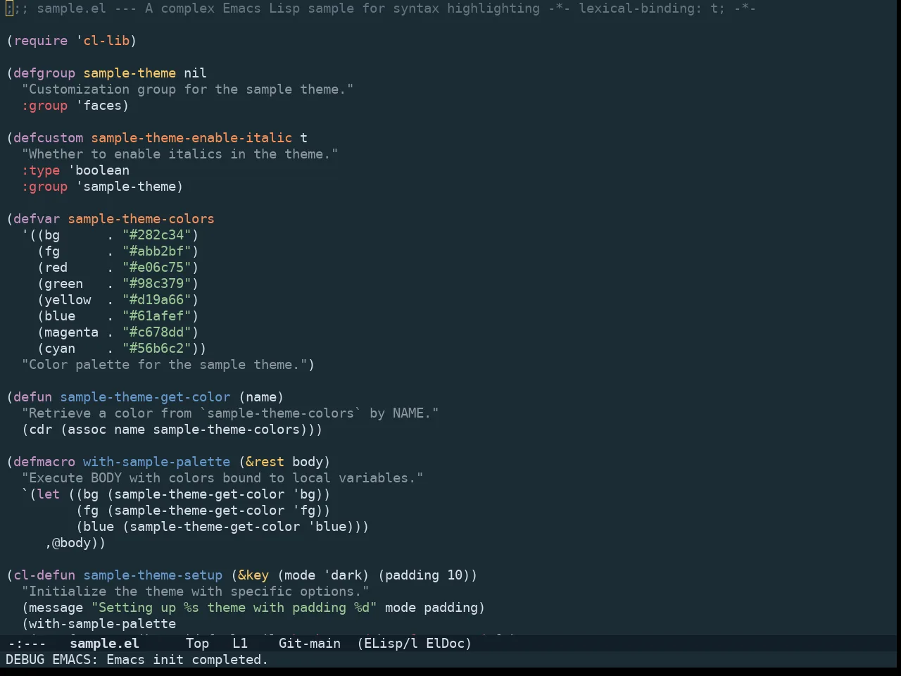 Doom Oceanic Next Theme in emacs-lisp-mode