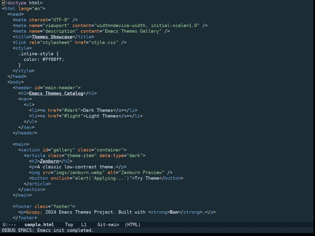 Doom Oceanic Next Theme in html-mode