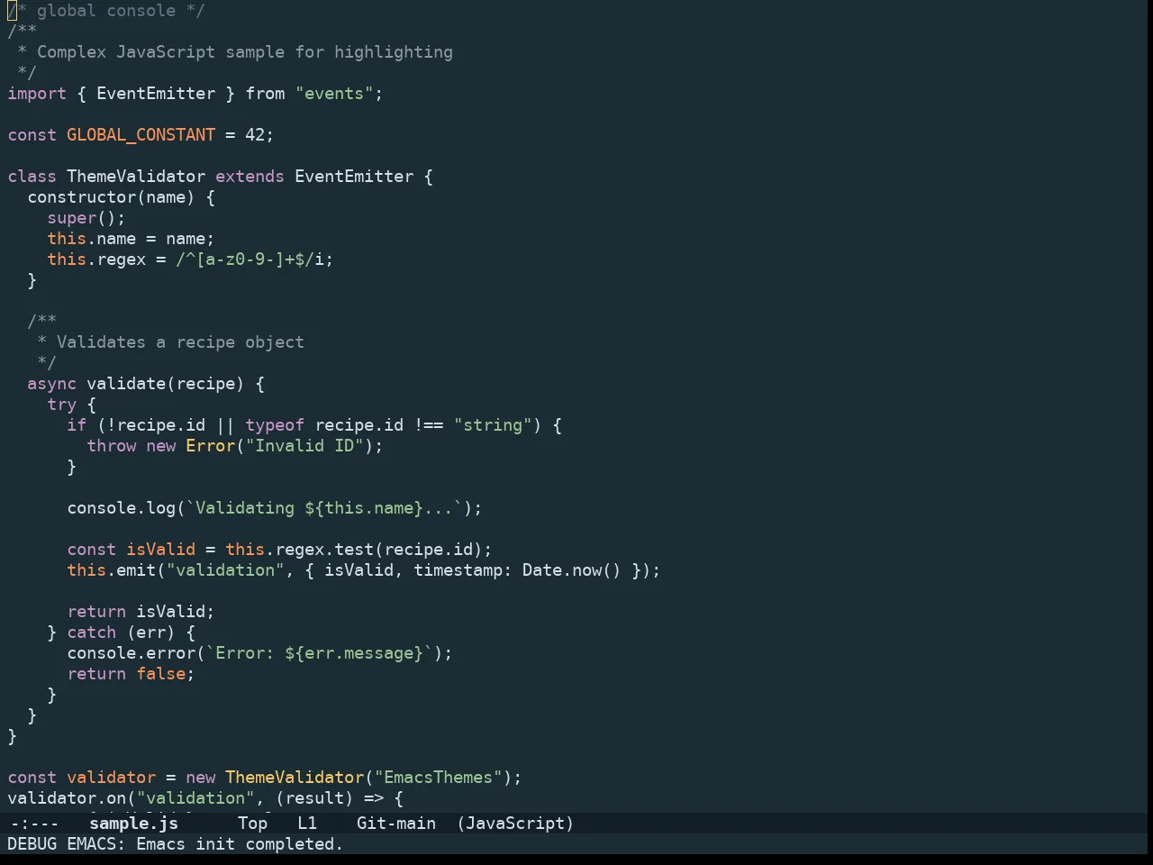 Doom Oceanic Next Theme in javascript-mode