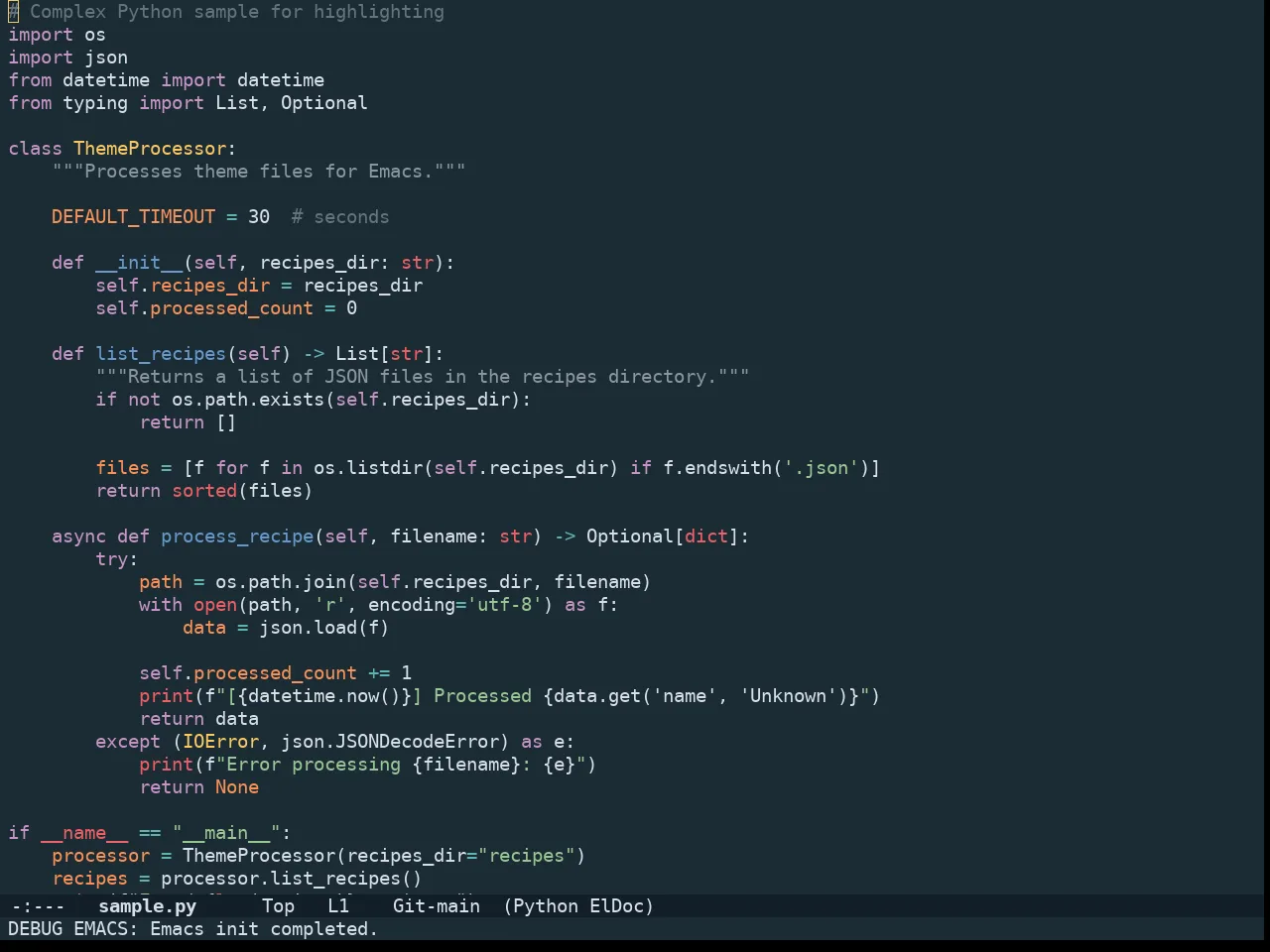 Doom Oceanic Next Theme in python-mode