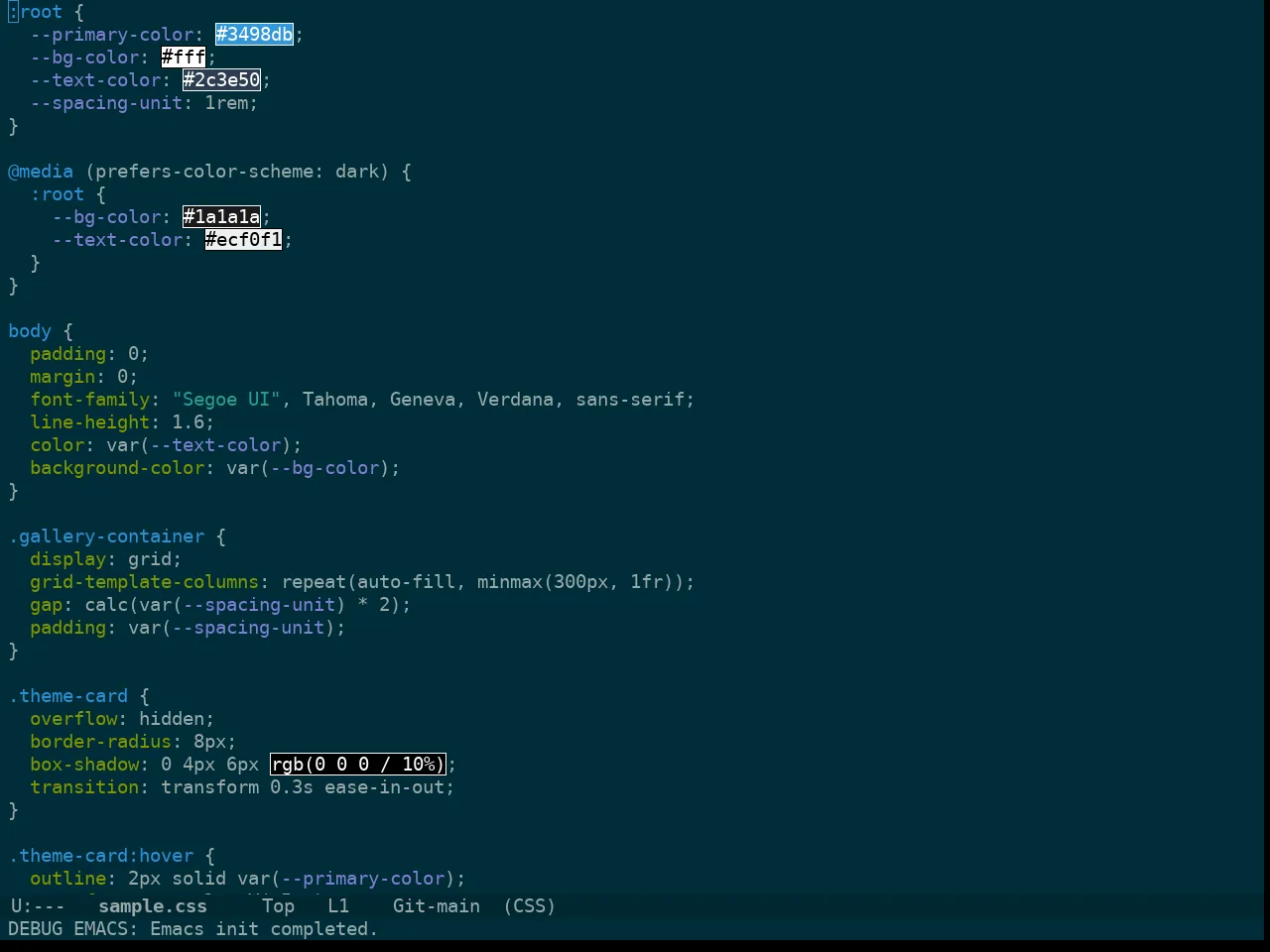 Doom Oksolar Dark Theme in css-mode