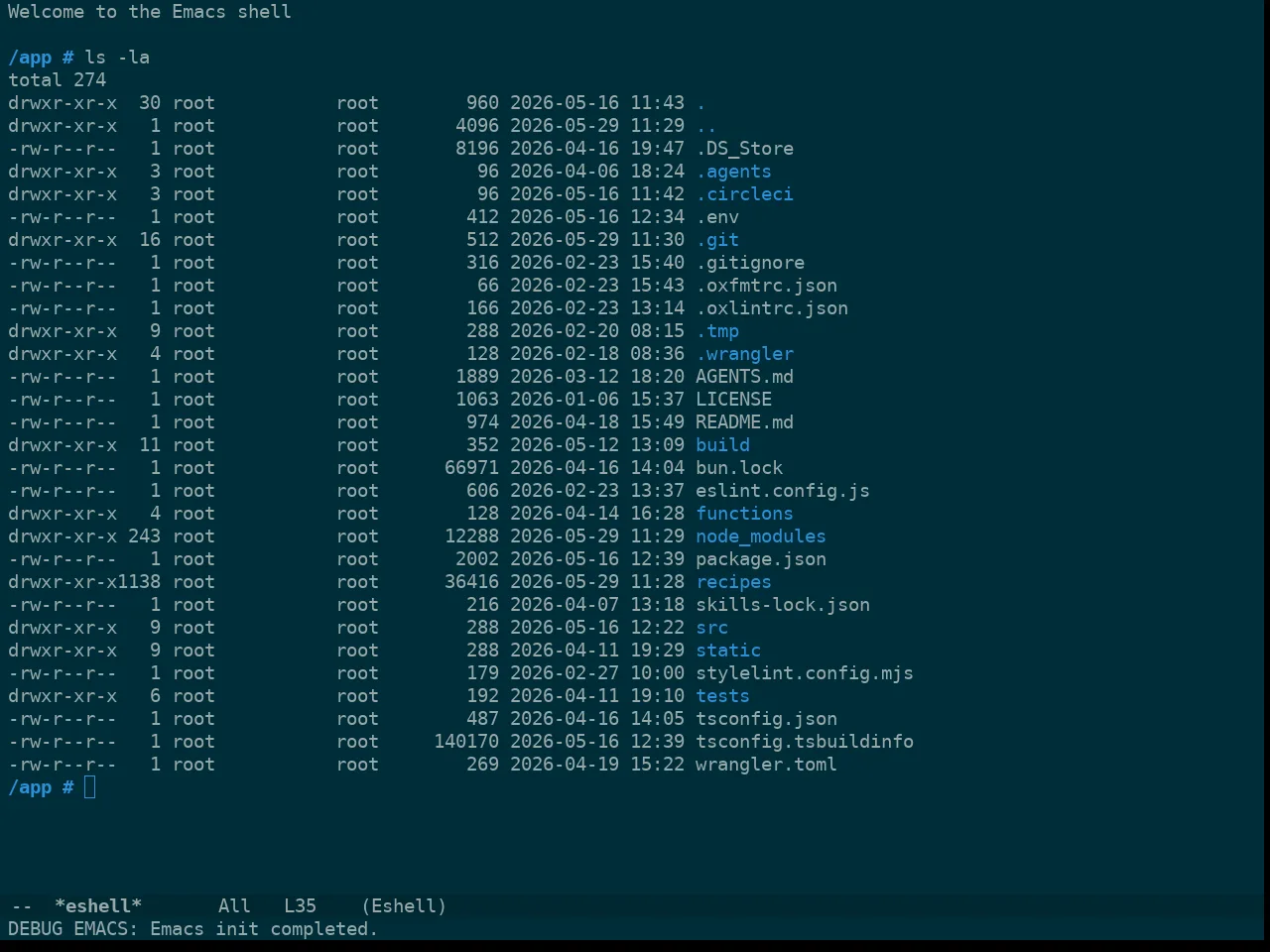 Doom Oksolar Dark Theme in eshell