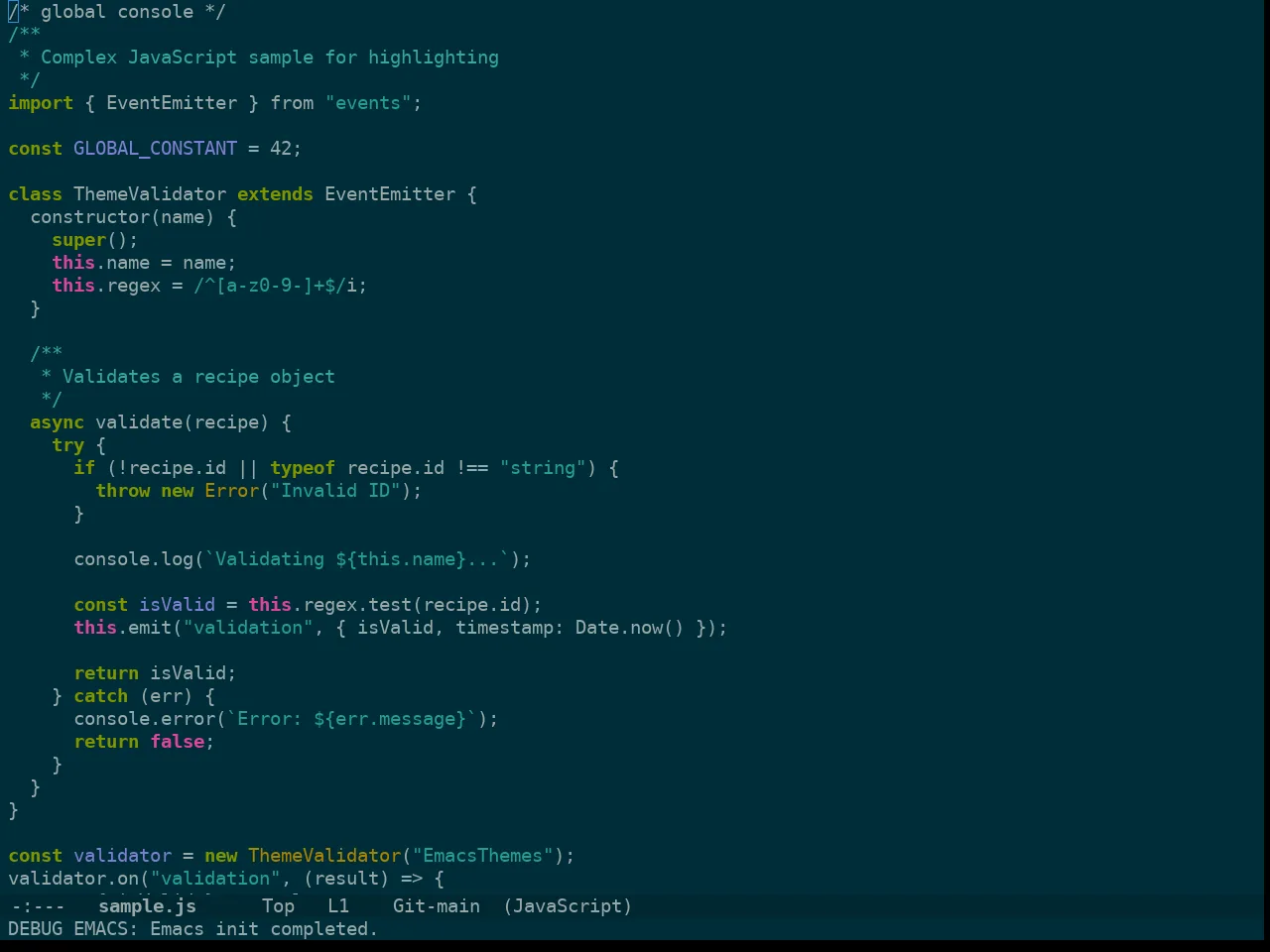 Doom Oksolar Dark Theme in javascript-mode