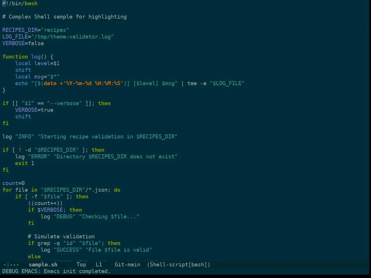 Doom Oksolar Dark Theme in sh-mode