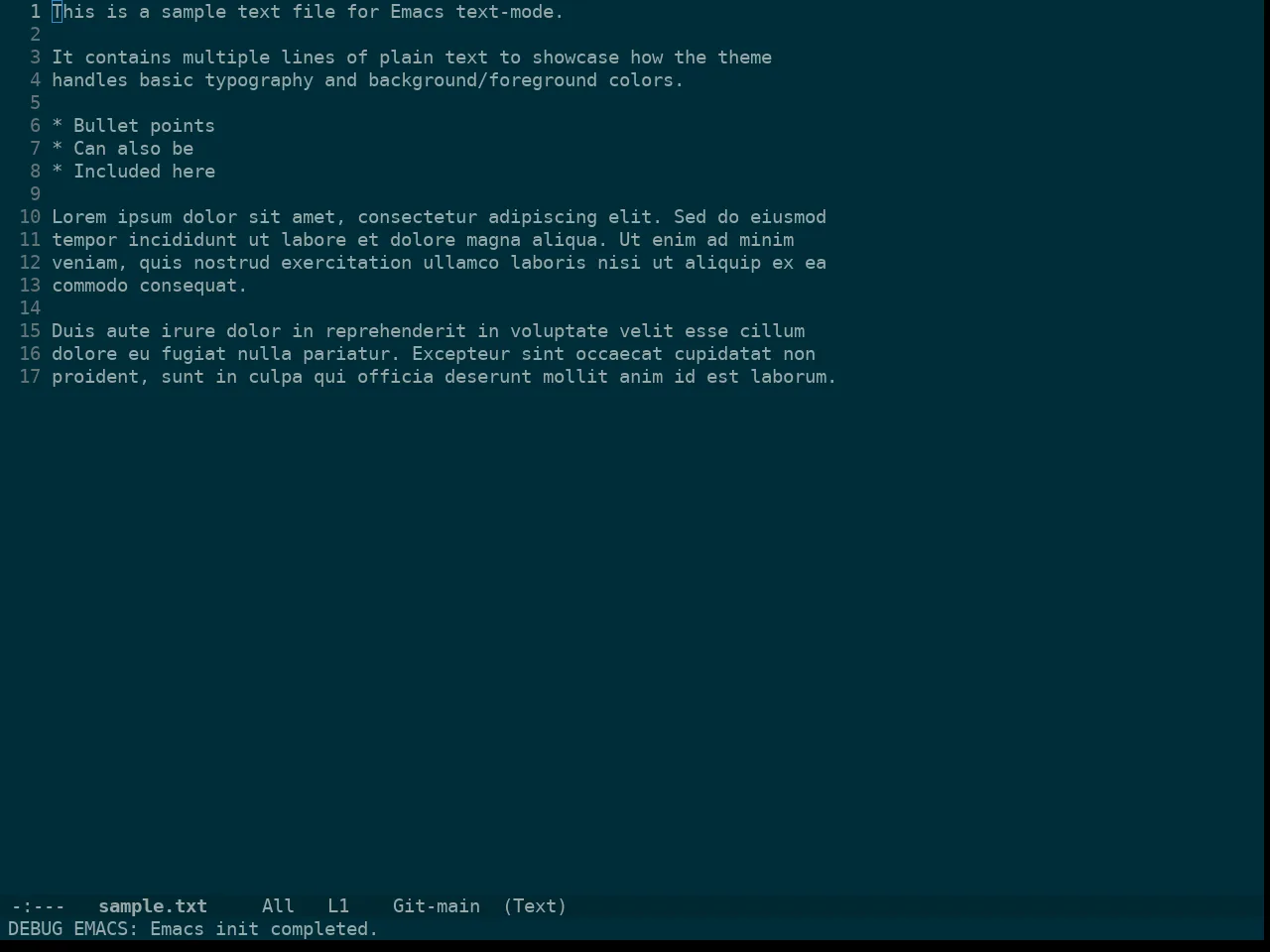 Doom Oksolar Dark Theme in text-mode