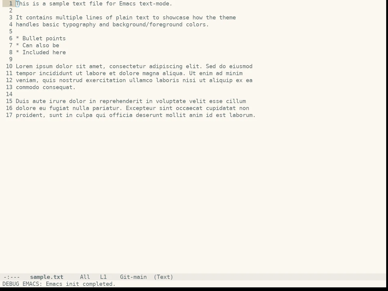 Doom Oksolar Light Theme in text-mode