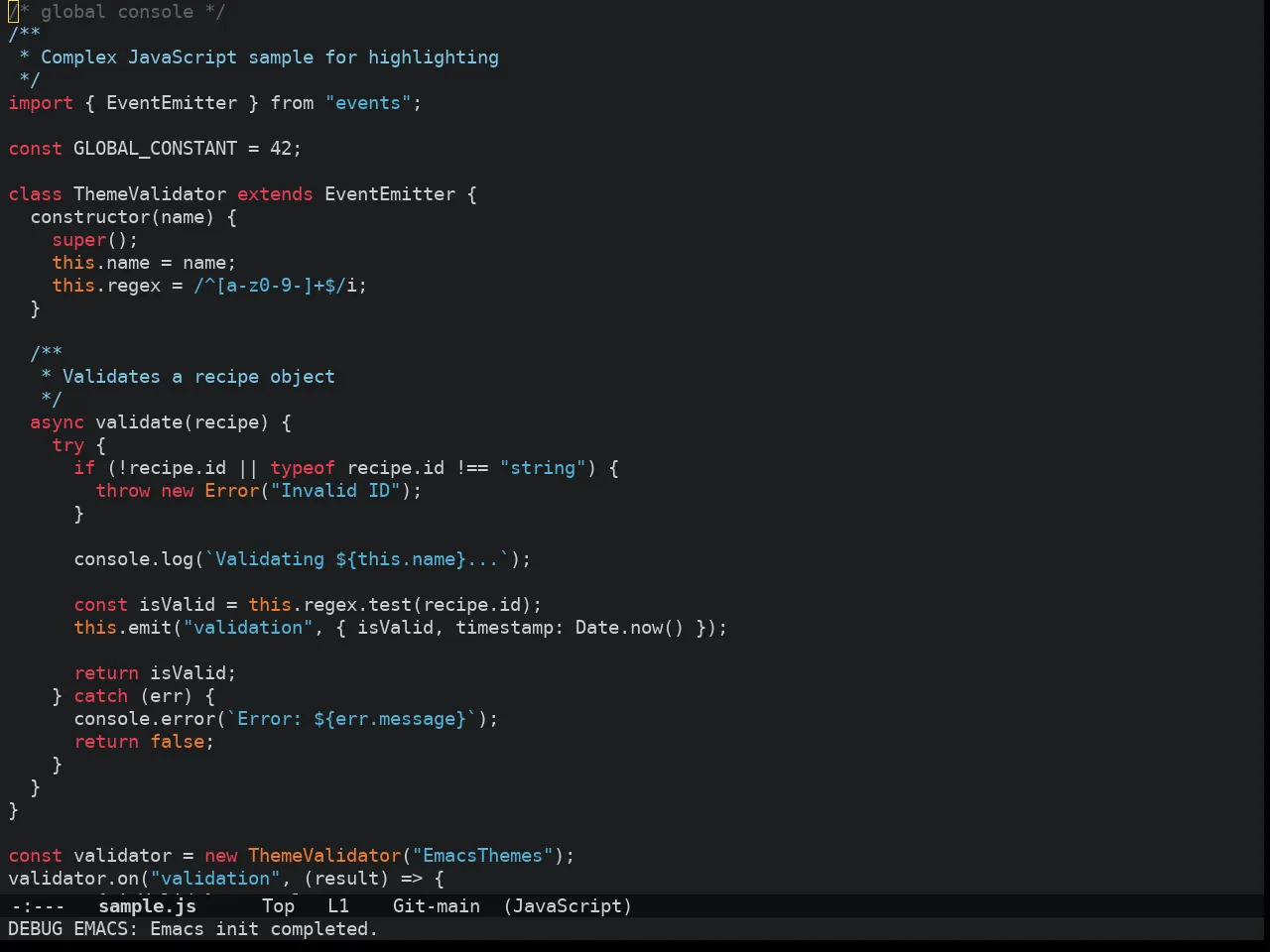 Doom Old Hope Theme in javascript-mode