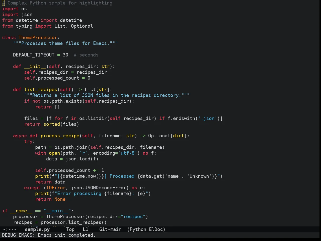 Doom Old Hope Theme in python-mode