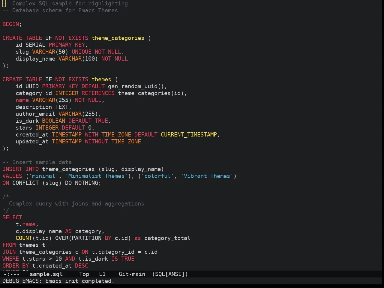 Doom Old Hope Theme in sql-mode