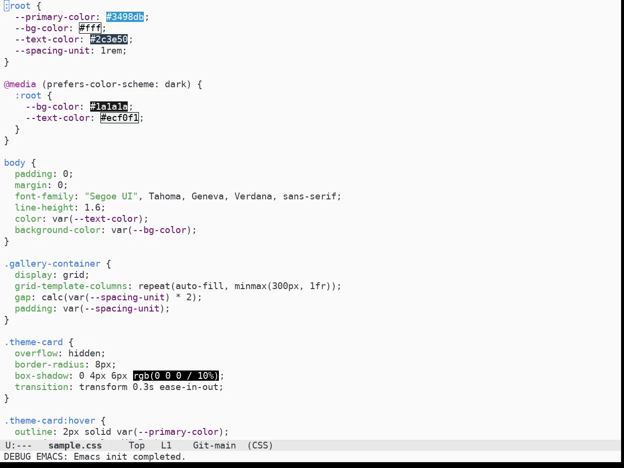 Doom One Light Theme in css-mode