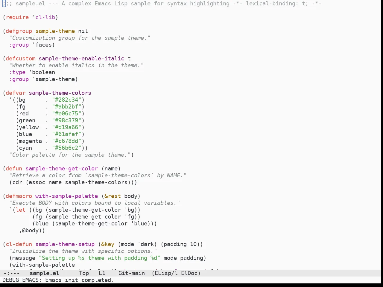 Doom One Light Theme in emacs-lisp-mode