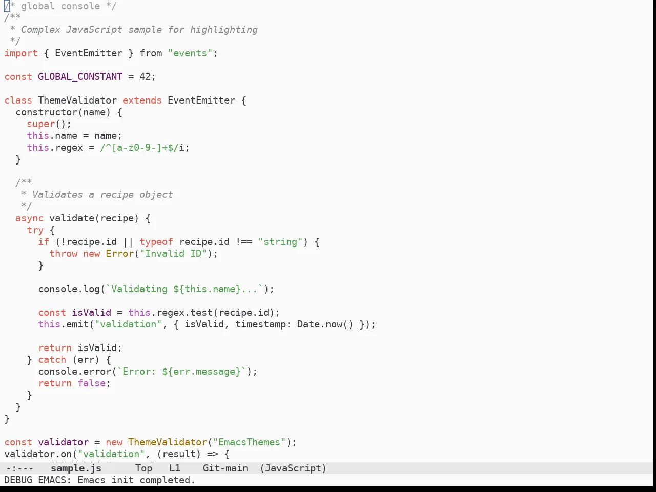 Doom One Light Theme in javascript-mode